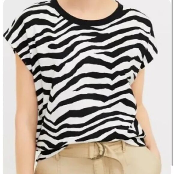 NWT Loft Zebra Print Tee Short Sleeve S Cotton Animal Print Retro Safaris - Picture 15 of 16
